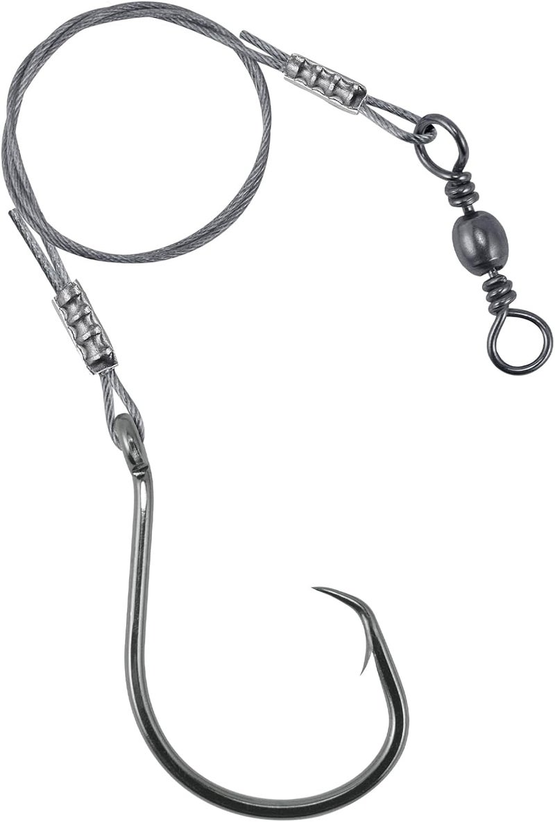 Dr.Fish 30 Pack Circle Hooks Rigs 12" Stainless Steel Wire Leader with 1/0-10/0 Snelled Octopus Hook Saltwater Leader Line Freshwater - Image 1